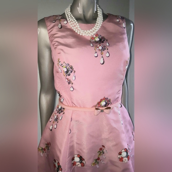 *$3,890 NEW W. TAG OSCAR DE LA RENTA SILK PINK JEWEL RUNWAY DRESS US 8 M - Picture 7 of 11